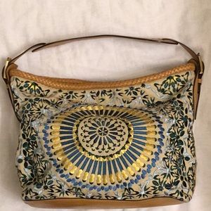 Cole Hanan Canvas & Leather Shoulder Bag